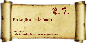 Matejko Tímea névjegykártya